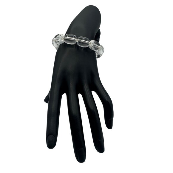 Clear Crystal Stretch Bracelet With Oval Beads - Picture 1 of 4